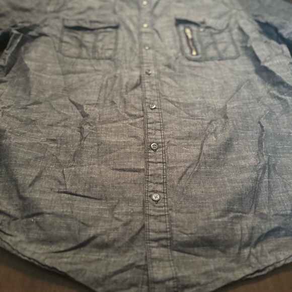 Rock & Republic Button UP Shirt Men’s XXL Gray Solid Color 100% Cotton - Picture 2 of 9